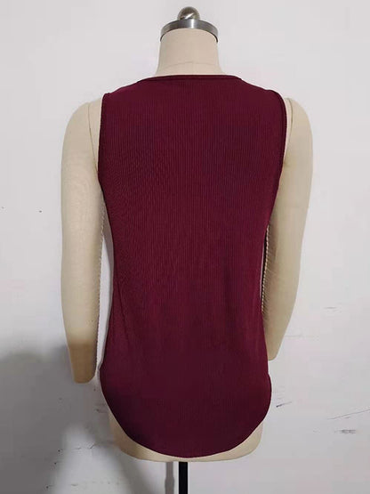 Simple Loose Split-Joint V-Neck Knitting Vest Top