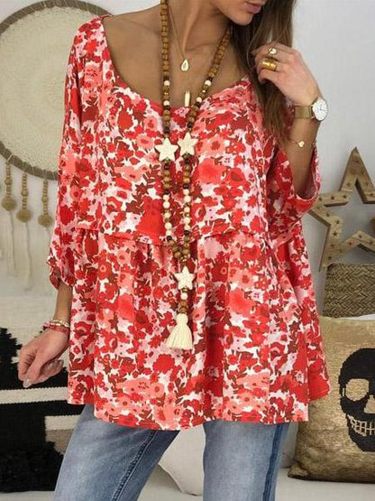 Printed Loose Blouses&Shirts Tops