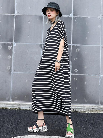 Striped V-neck Dress