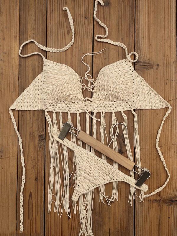 Crochet Tasseled Bikini Top