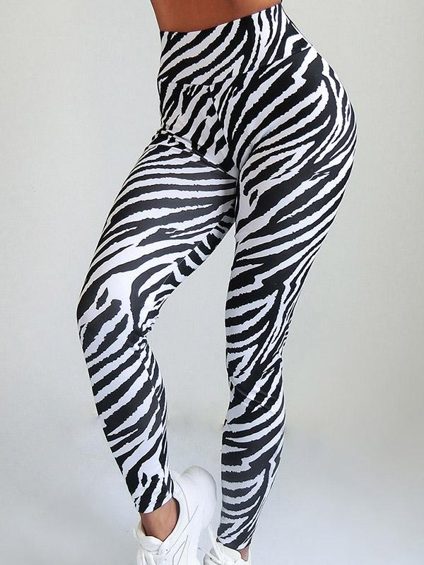 Striped Wrap High-Waisted Sports Leggings