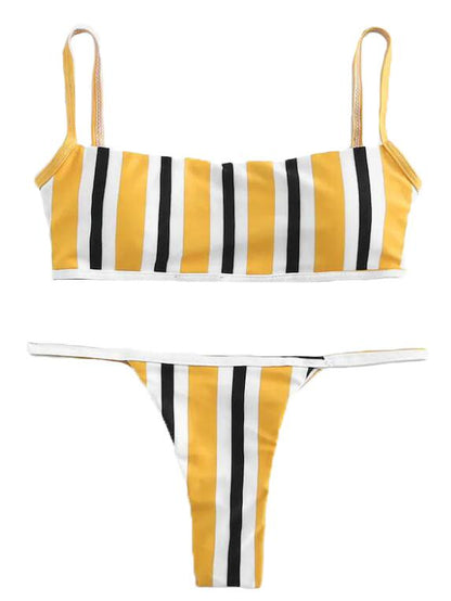 Plain Bandeau Triangle Bottom Bikinis Swimwear