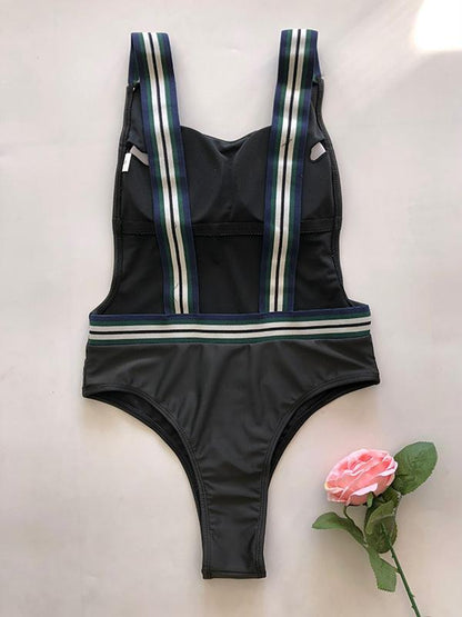 Colorful Straps Backless One-piece Swimwear