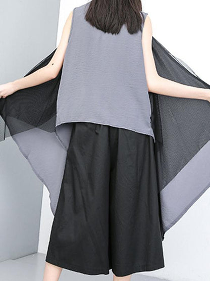 Irregular Split-joint Sleeveless Cover-up