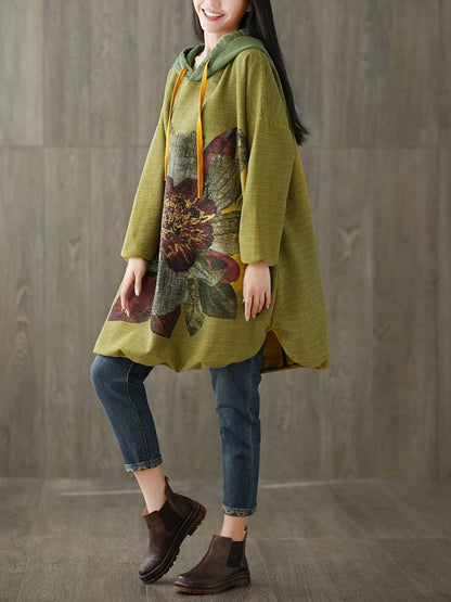 Casual Flower Printed Hoodie