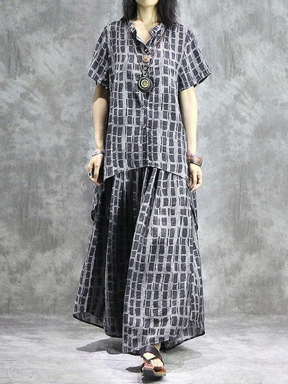 Casual Retro Linen Plaid Suit