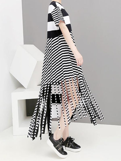 Original Asymmetric Striped Dress