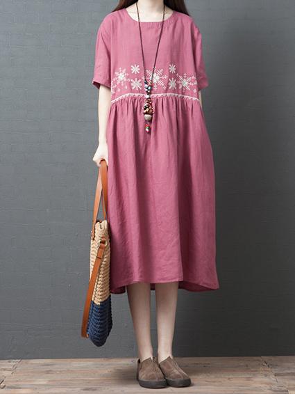 Loose A-line Cotton Long Dress