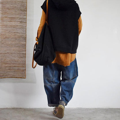 Buykud Casual Cartoon Cat Loose Sleeveless Hoodie