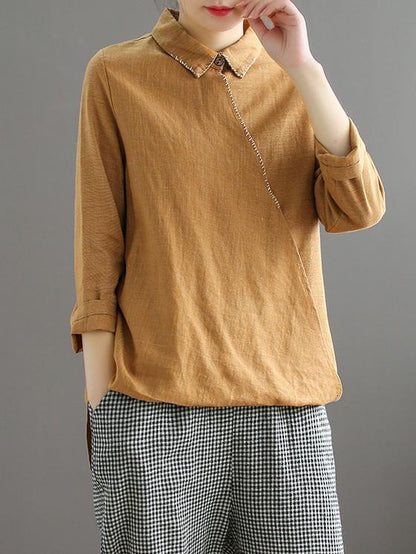 Embroidered Loose Cropped Shirt Top