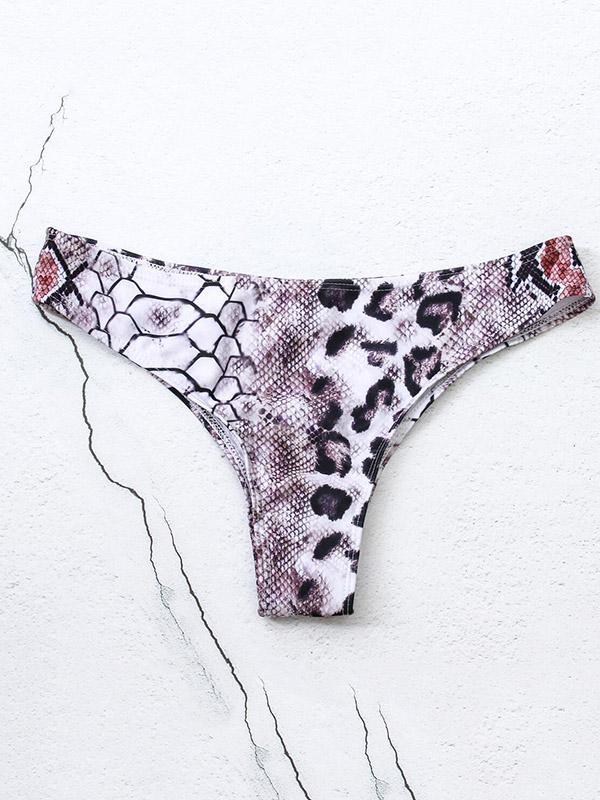 Snakeskin Print Cross Strap Bikini Swimsuit