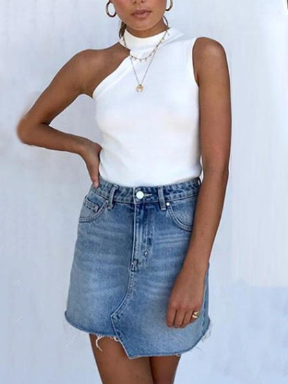 Sexy Solid Cold Shoulder T-shirt