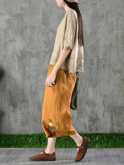 Vintage Asymmetric Embroidered Solid Shirt