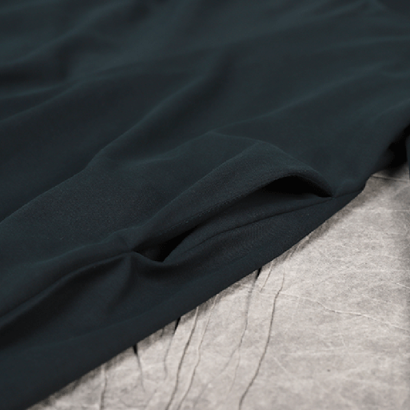 Buykud Pure Color Irregular Round Collar Loose Dress