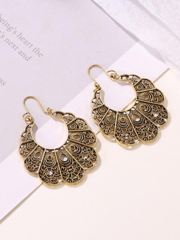 Vintage Geometric Openwork Flower Earrings