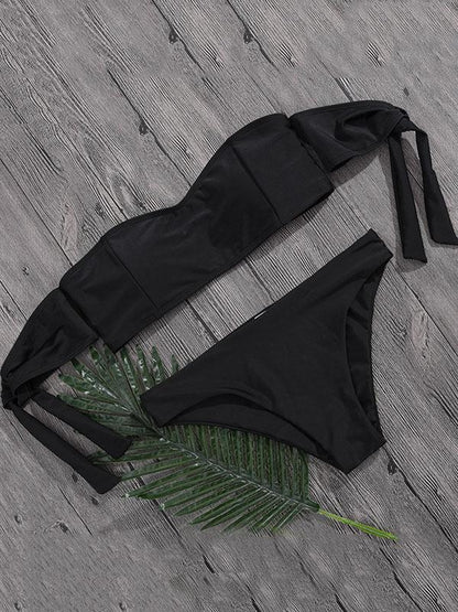 Plain Bandeau Bikini Swimsuit