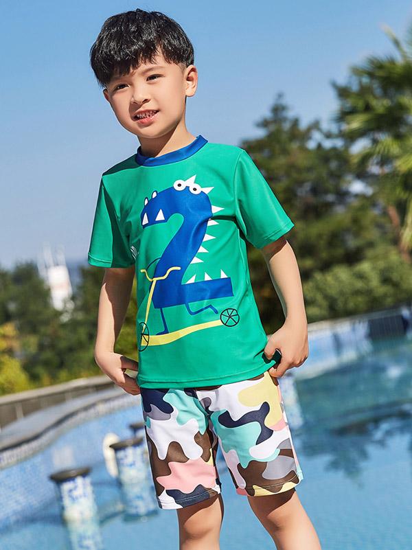 AONIHUA Green Top Little Boy Swimwear
