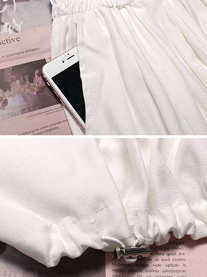 Stylish Loose Elastics High Waisted With Pocket Short Knickerbockers