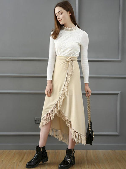 Apricot Asymmetry Bandage Skirt Bottoms