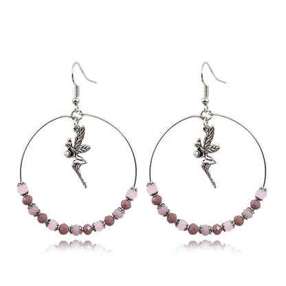 Buykud Simple Casual Beads Alloy Angel Earrings