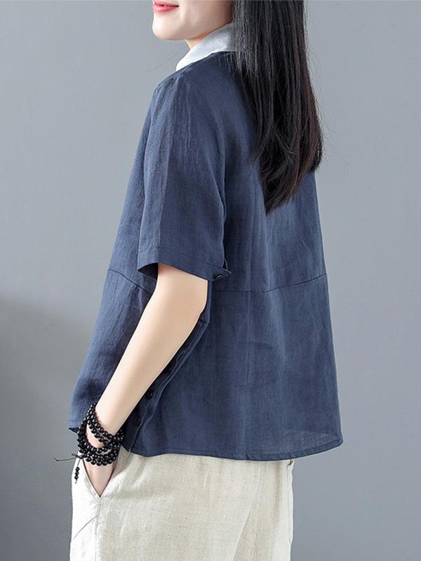 Cotton Linen Polo T-shirt