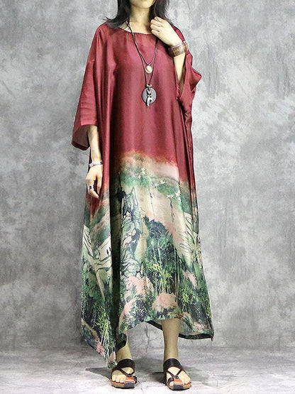 Literary Silk Split-joint 2-Pieces Long Dress