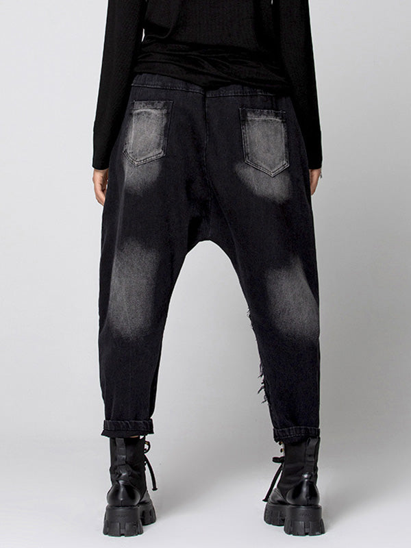 Original Split-Joint Letter Print Harem Pants Jean Pants