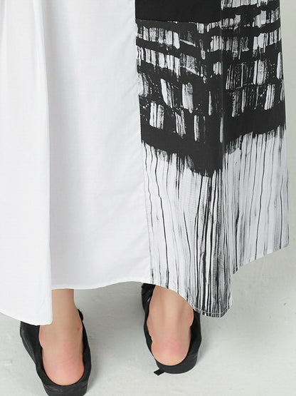 Stylish Irregular Graffiti Printed Split-Joint Strap Dress
