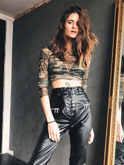 Sexy  Camouflage Long Sleeves T-shirt
