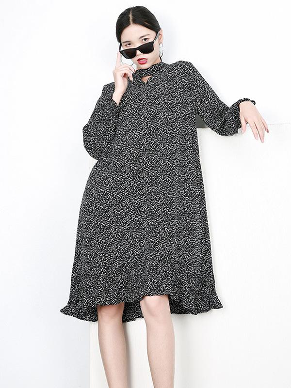 Printed Fresh Loose Plus Size Midi Dresses