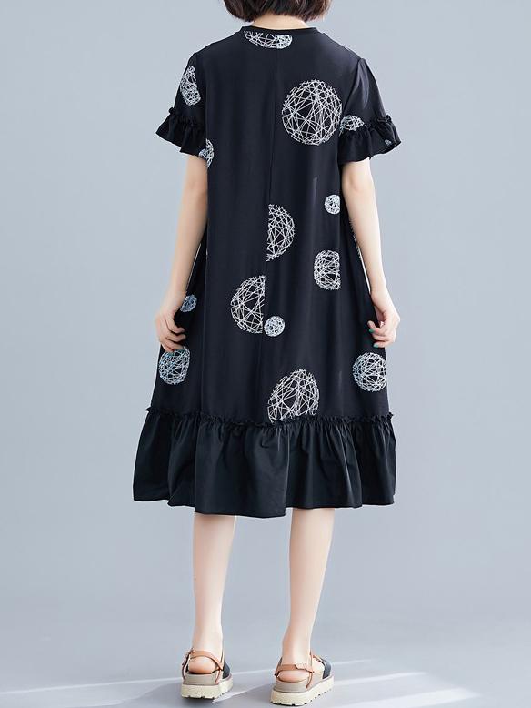 2019 Spring New Loose Falbala Split-joint Dress