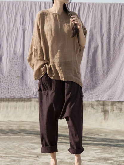 Vintage Casual Ramie Cotton Tops