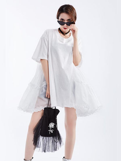 Asymmetric Split-joint Solid Mini Dress