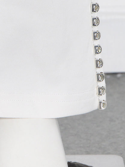 Simple Wide Leg Diamond Encrusted Pants