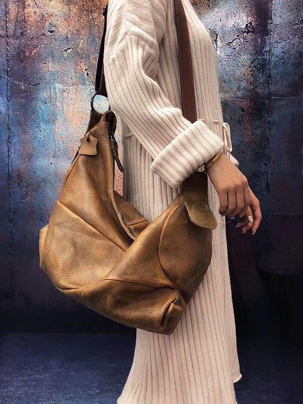 Vintage Manual Staining Genuine Leather Sling Bag