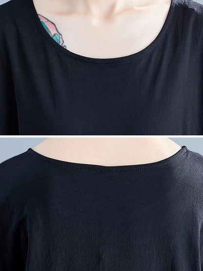 Summer Loose Solid Short Sleeves Dress