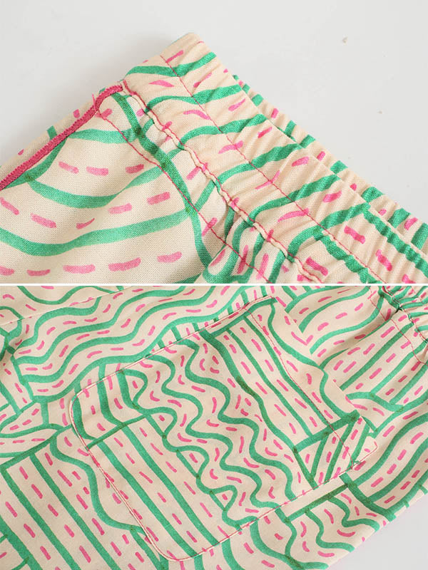 Fashion Asymmetric Printed Column Pants