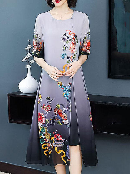 Silk Printed Double Layer Dress