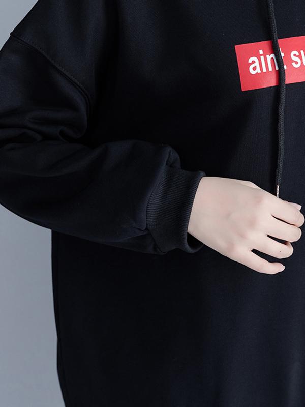 Loose Letter Printed Hooded Sweatshirt