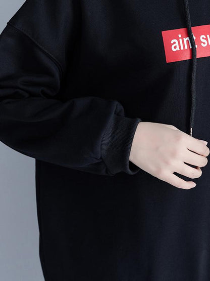 Loose Letter Printed Hooded Sweatshirt