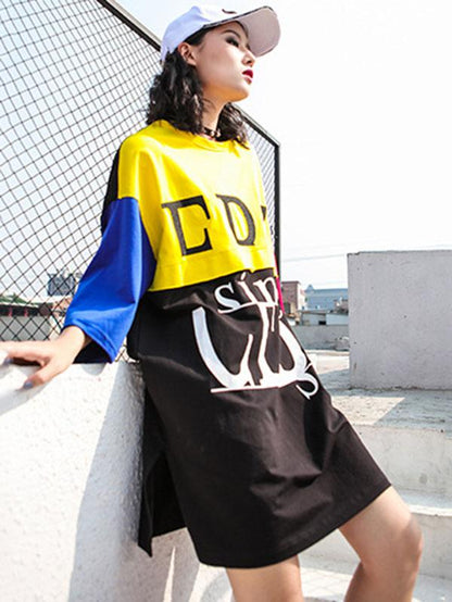 Loose Printed Letter T-Shirt Dress