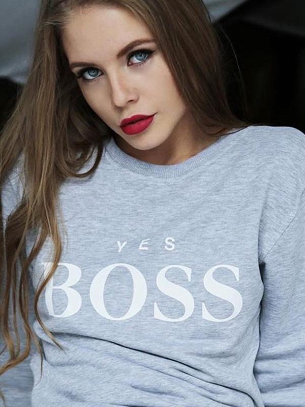 Letter Printed Round-neck Sweatershirt