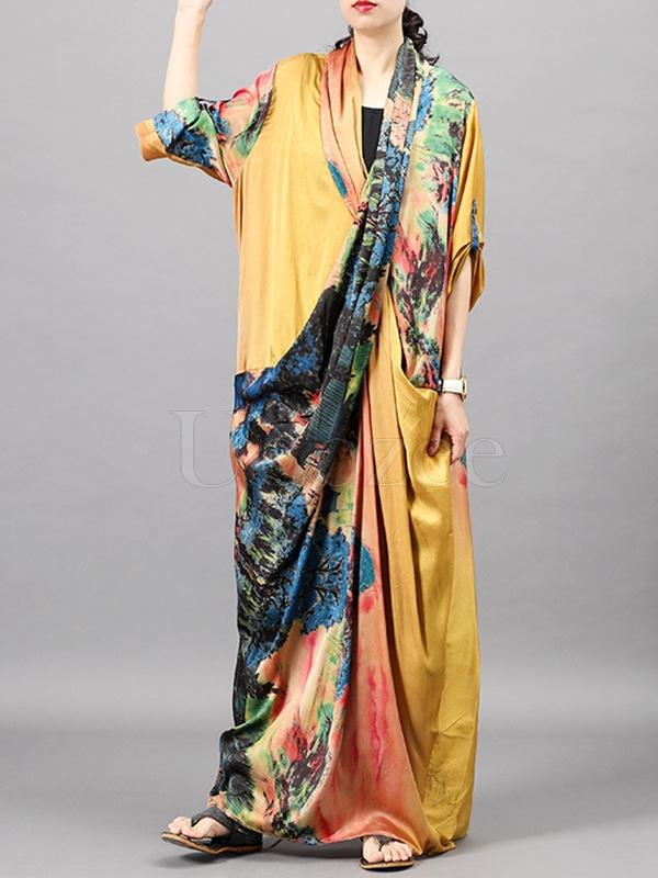 Casual Split-joint Silk Long Dress