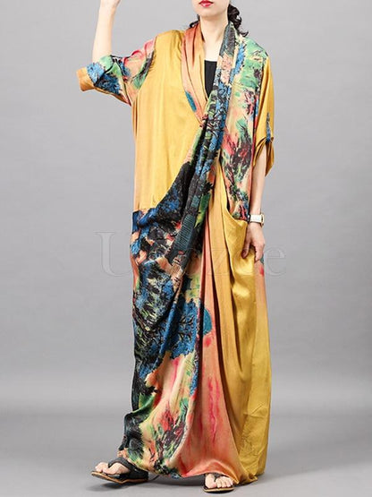 Casual Split-joint Silk Long Dress