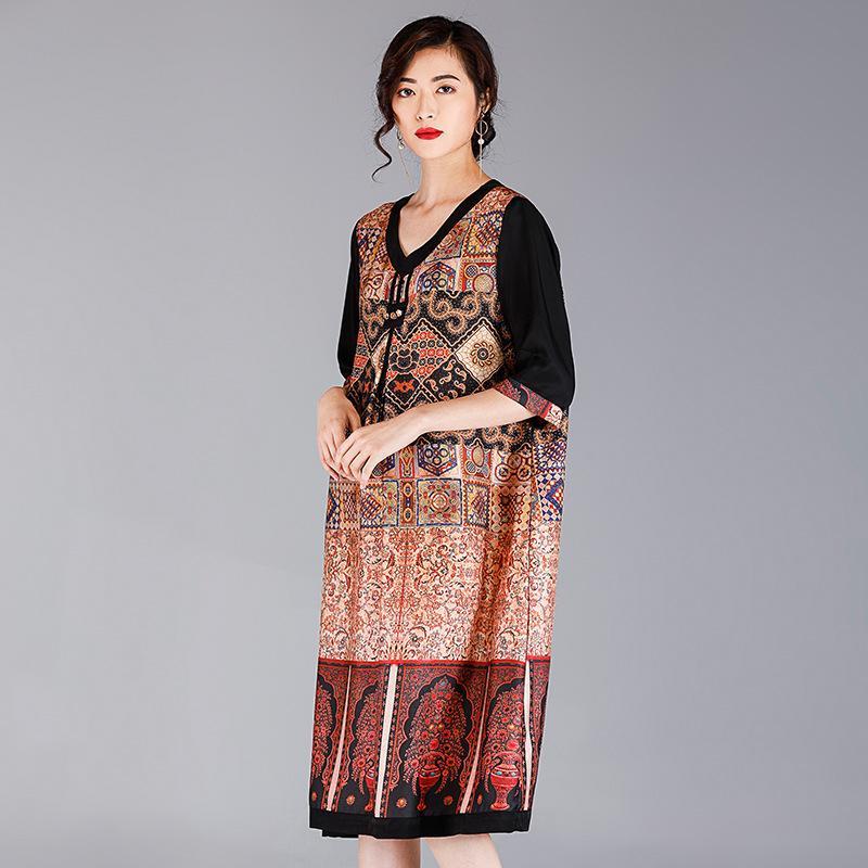 Ethnic Style Printed Elegant Women Dress