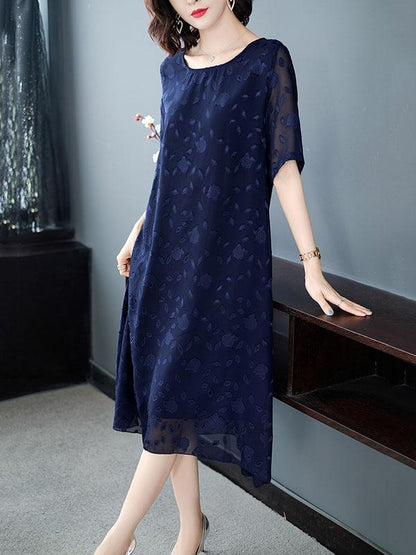 Chiffon Loose Tiered  Solid Dress