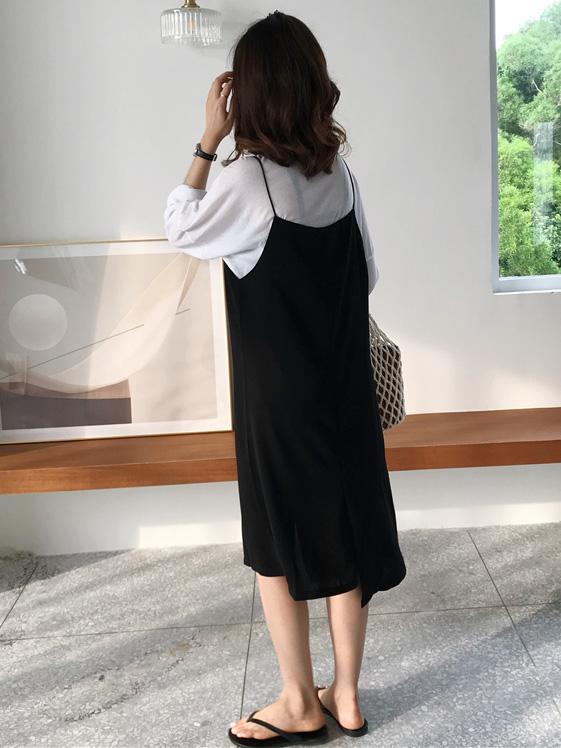 Cropped Split-front Simple Midi Dresses