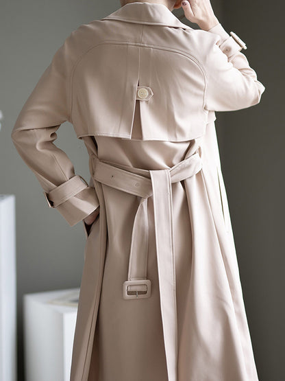 Urban Solid Color Bandage Belted Coat