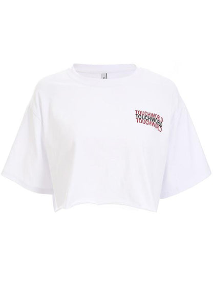 Fashion Printed Loose Exposed Navel T-Shirts Top