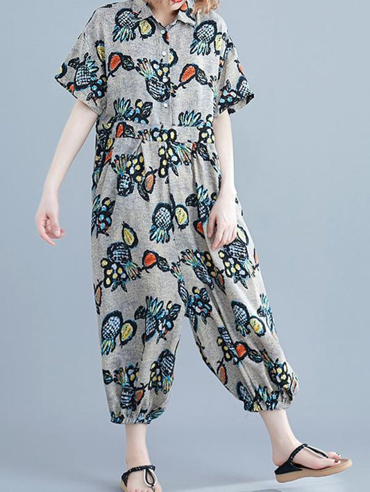 New Loose Printed Chiffon Jumpsuits Bottom
